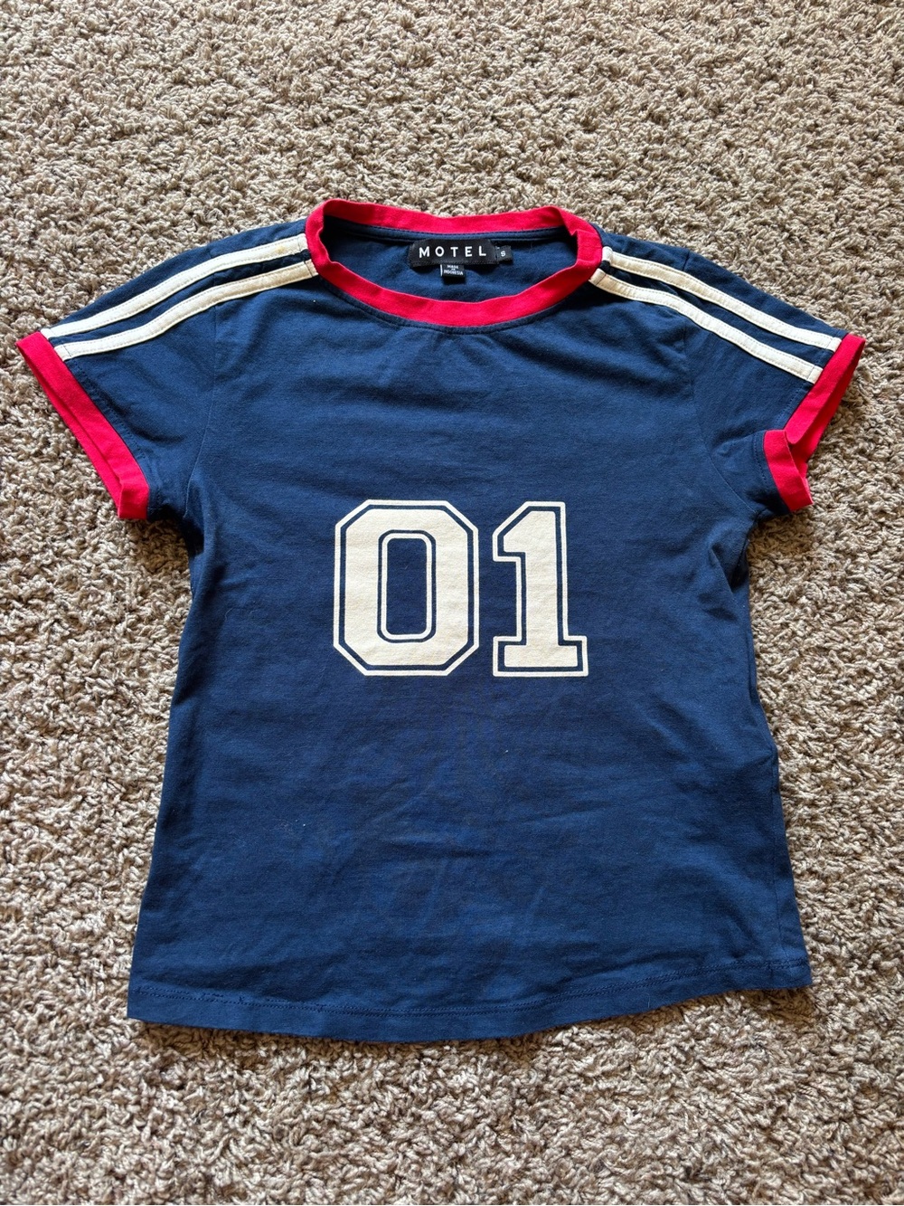 Motel Rocks- Salda Sporty Fitted Tee In Navy